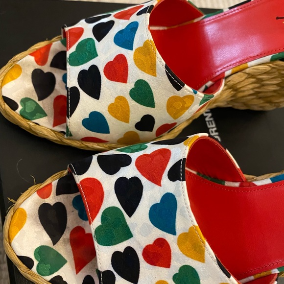 Saint Laurent Paloma Multi Colored Espadrille Wedge Sandals Size 39 - Picture 3 of 10